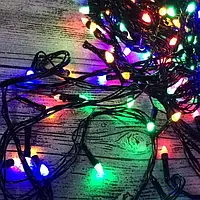 Гірлянда - конус, новорічна, діодна, 100 кольорових лампочок, 8 м, чорний провід 1210