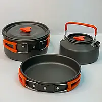 Посуда туристическая (набор 3 предмета, анодированный алюминий) Cooking Set DS-308.