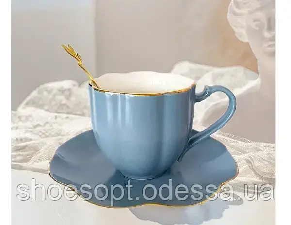 Чашка керамічна Мушля з блюдцем