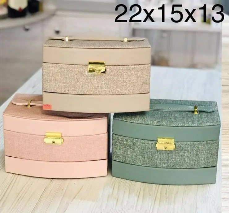 💙Стильний кейс скринька для коштовностей розсувна, велика з еко шкіри, фото 1