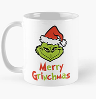 Чашка Керамическая Кружка с принтом Merry Grinchmas Гринч Похититель Рождества Белая 330 мл