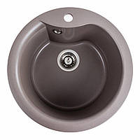 Гранітна мийка для кухні кругла Platinum 480 TURAS матова, дюна