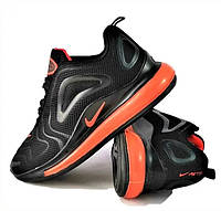 Кроссовки мужские Nike Air Max 720 чёрные с оранжевым с амортизацией (размеры в описании) Видео Обзор