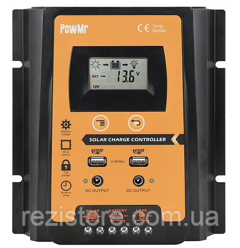 Контроллер заряда для солнечных батарей PowMr на ШИМ 12/24В 70А, USB ...