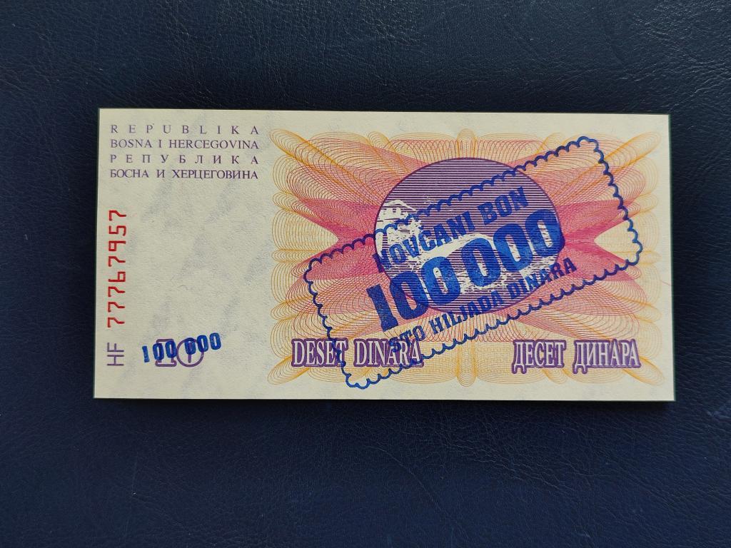 Боснія і Герцеговина 100000 динар 1993 № 804
