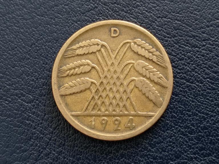 Німеччина 10 пфенінгів 1924 D