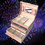 🧡Скринька кейс для коштовностей з дзеркалом, розсувна, фото 2