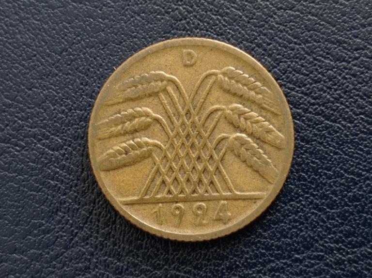 Німеччина 10 пфенінгів 1924 D, фото 1