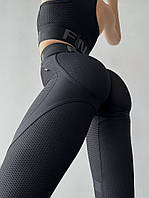 Легінси FitRun Leggings Super Nuts Push-Up "Total Black Bubble", Розмір: M чорний