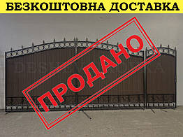 Ворота в НАЯВНОСТІ в розмірі ворота 4м і хвіртка 0.9м. з коричневим матовим профнастилом