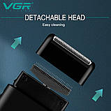 Waterproof VGR V-390 BLACK чоловіча електробритва для сухого та вологого гоління, фото 6