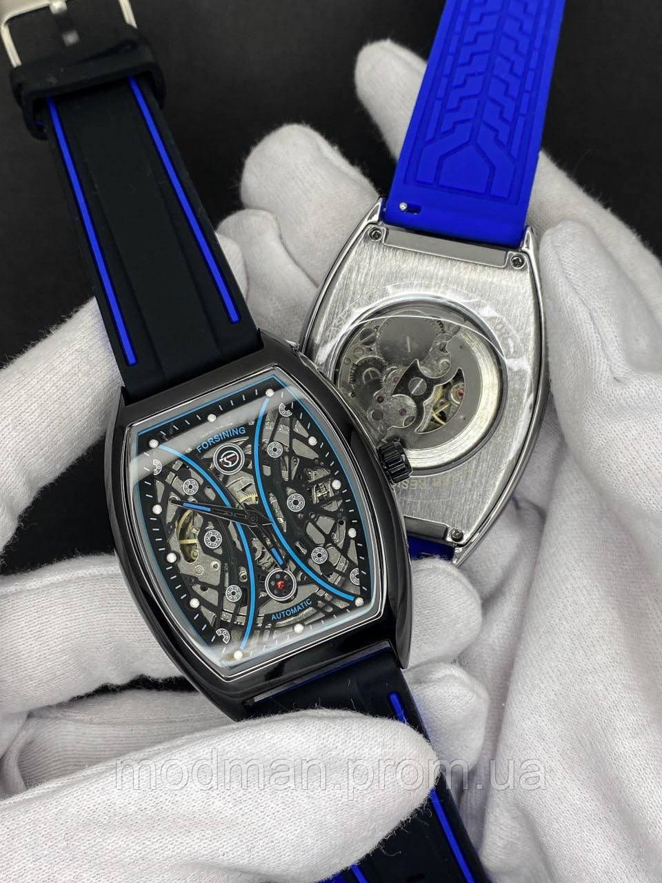 Наручний годинник Forsining Годинник на руку з силіконови ремінцем Форсайнін Механічний годинник Чоловічий годинник Форсінінг