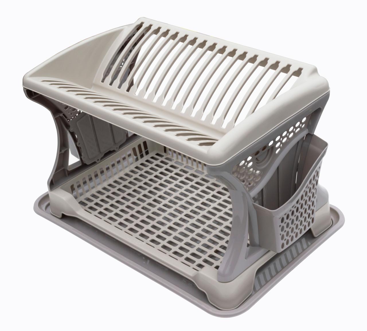 Сушка для посуду 2-х ярусна капучіно (Dunya plastik), фото 1
