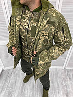 Зимняя куртка + бомбер Soft Shell пиксель Армейский тактический зимний бушлат с капюшоном -30