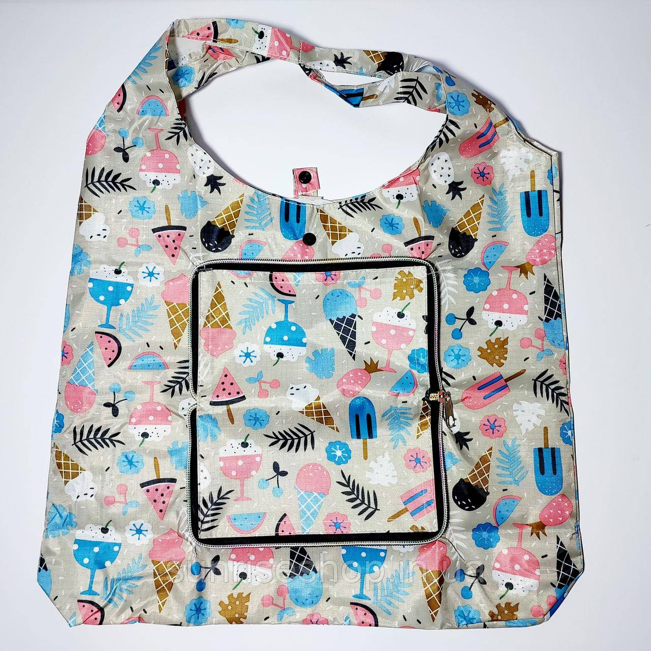 Екосумка з кишенею складається в гаманець забарвлення мікс