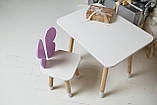Дитячий стіл 46х60х45 і стілець крильця метелика 26.5х26х25, столик та стільчик для дівчинки, фіолетовий з білим, фото 3