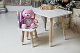 Дитячий стіл 46х60х45 і стілець крильця метелика 26.5х26х25, столик та стільчик для дівчинки, фіолетовий з білим, фото 5