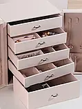 ❤️Скринька шафа зі шкірозамінника для прикрас з дверцями та 5 шухлядками, фото 4