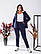 Теплий жіночий костюм на овчині кофта та штани на флісі синій 48-50 52-54 56-58 60-62, фото 2