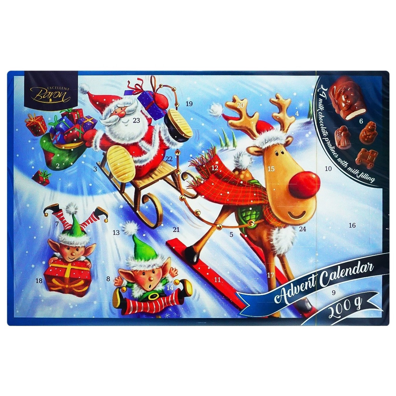 Адвент календар Baron Chocolate Advent Calendar 200g