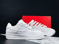 Зимние мужские кожаные белые кроссовки с мехом Nike Air Force 1 . Зимние форсы