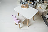 Дитячий стіл 46х60х45 і стілець корона 26.5х26х25, столик та стільчик для дівчачої кімнати, фіолетовий з білим, фото 3