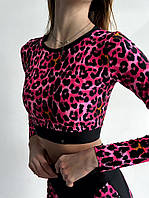 Укорочений рашгард FitRun Rashguard Midi "Leo Pink", Розмір: M рожевий