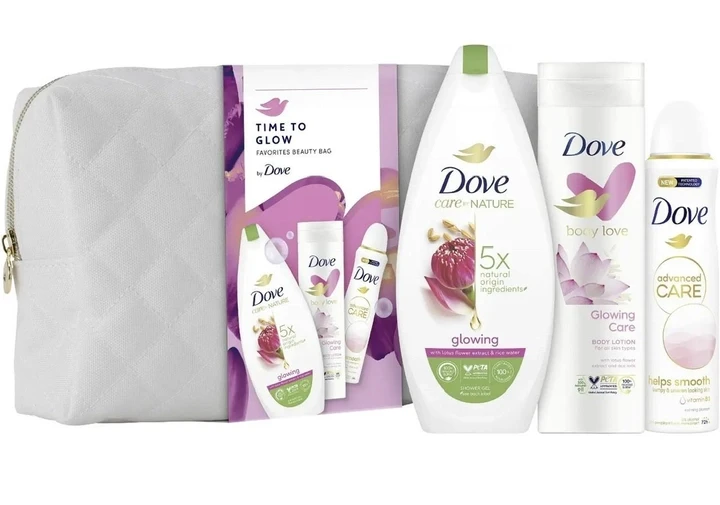 Подарунковий набір Dove Time to Glow (антиперспірант, гель та лосьйон для тіла), фото 1