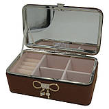 🖤Скринька зі шкірозамінника для прикрас і біжутерії із засувкою бантиком, компактна, фото 2