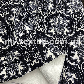 Трикотаж на хутрі 160 см 450 г/м2 30-1 Вінзеля чорний з білим