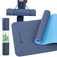 Тренажерний килимок TPE, 183x61x0,6 см - синій (двошаровий)