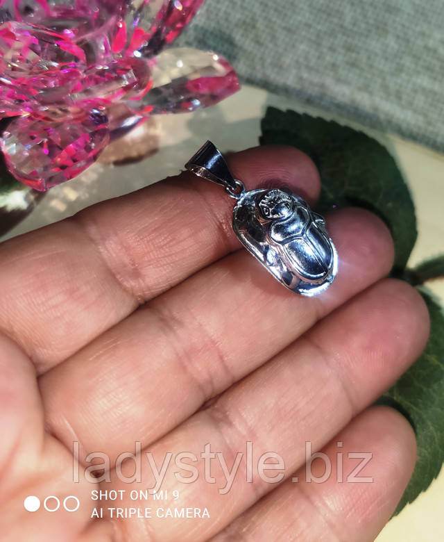 Серебряный кулон скарабей от студии LadyStyle.Biz кунцит натуральный рубин натуральный украшения серебряное кольцо перстень