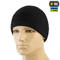 M-Tac шапка Watch Cap Elite флис с липучкой Black, военная тактическая черная зимняя флисовая шапка