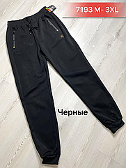 Чоловічі теплі трикотажні штани на флiсi чорнi НОРМА 7193-1 (в уп. один колiр) осiнь-зима. фабричний Китай.