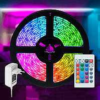 Світлодіодна RGB стрічка з пультом, 5м, SMD 3528, 220V, 60 LED на метр, IP44