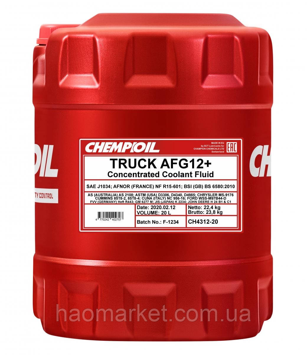 CHEMPIOIL CH431220 Антифриз CHEMPIOIL TRUCK AFG12+ MEGA CONCENTRATE (red), 20л - фото 1 - id-p2025904454