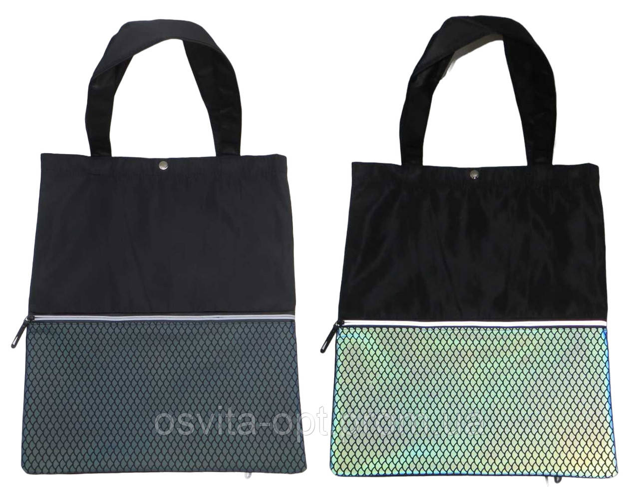 Сумка-шопер з кишенею-світловідбиваючим "Луска" 34*39см 1910, фото 1