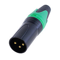 Гнездо "папа" XLR male -green , на провод, зелёный