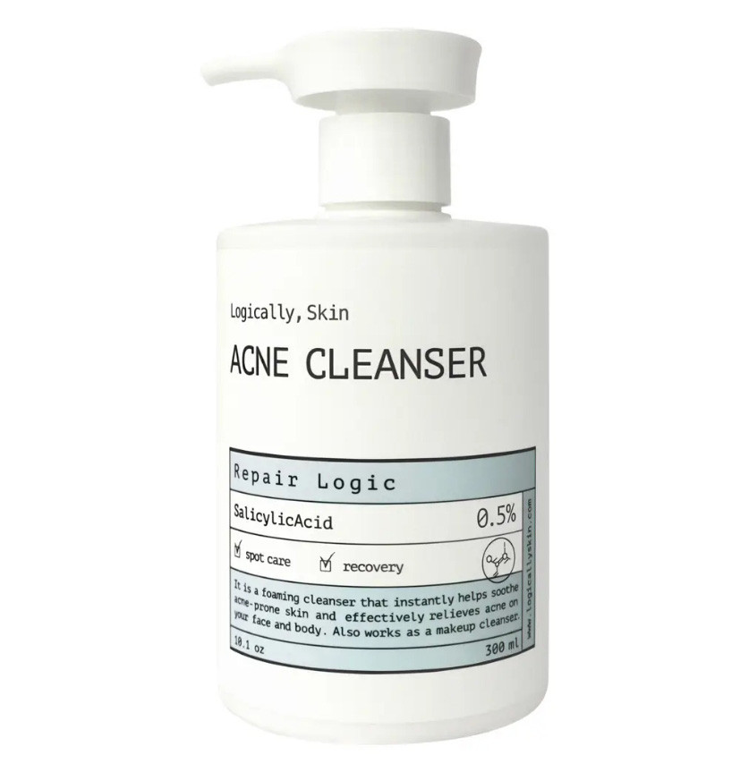 Очисний гель проти акне для обличчя та тіла Logically, Skin Acne Cleanser 300 мл