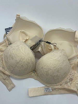 Бюстгальтер мереживний бежевий BIWEIER чашка B PushAp 85542-4