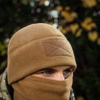 MTac шапка Watch Cap Elite флис с липучкой Coyote Brown, военная тактическая коричневая зимняя флисовая шапка