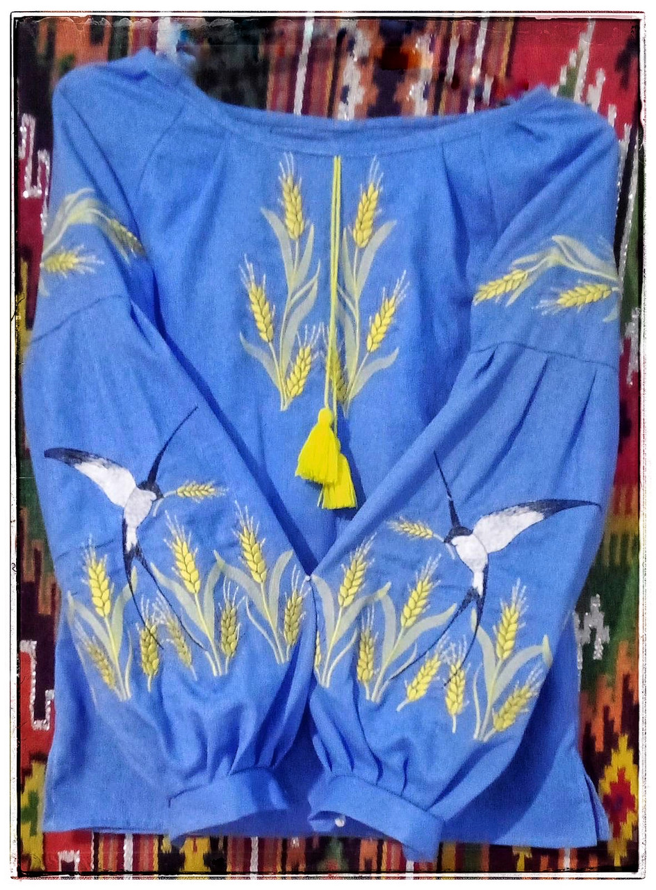 Вишиванка для дівчинки Свобода блакитна, фото 1