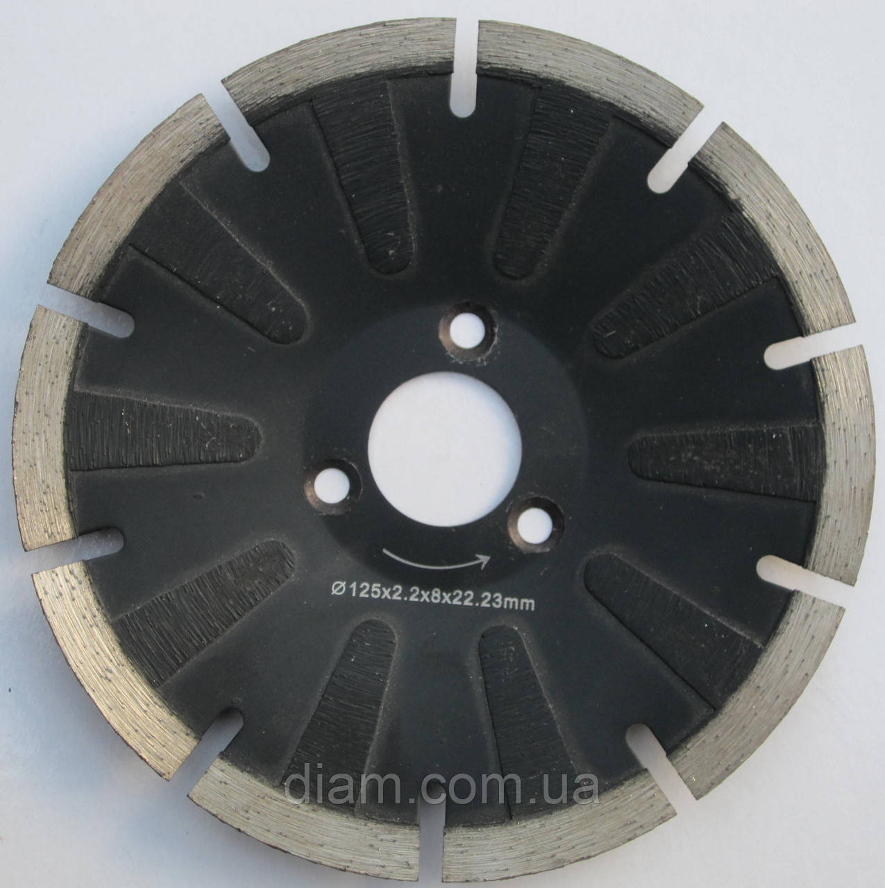 Алмазний диск, "кривий - рез" для різання граніту під фланець, сегментний 125x2,2/1,5x8,0/35-10Lx22,23 (10S)