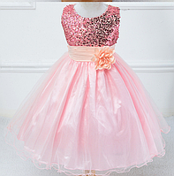 Платье нежно розовое бальное выпускное нарядное для девочки в садик или школу за колено.
