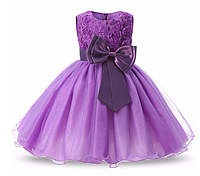 Платье фиолетовое бальное выпускное нарядное для девочки за колено.