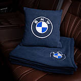 Подушка та плед в автомобіль з логотипом BMW, флісовий набір, фото 4
