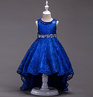 Платье синее бальное выпускное нарядное для девочки в садик или школу. На рост 140-150 см.