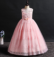 Платье розовое бальное выпускное длинное в пол нарядное для девочки в садик или школу