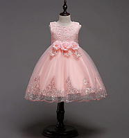 Платье персиковое короткое пышное нарядное для девочки