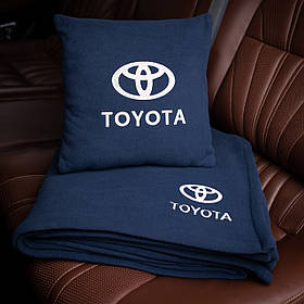 Подушка та плед в автомобіль з логотипом Toyota, флісовий набір
